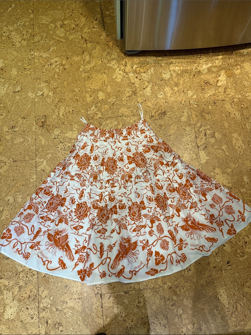 Women’s White Skirt with Rust Floral Print